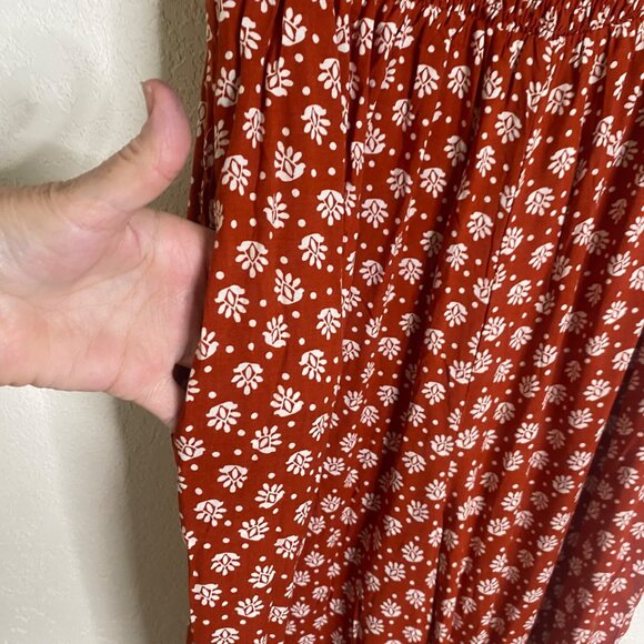 Luxology Pantsuit Jumper Womens Size L Orange‎ Floral Wide Leg Career Casual - Picture 5 of 13